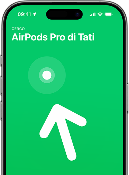 Un iPhone che mostra la posizione degli AirPods Pro nell’app Dov’è